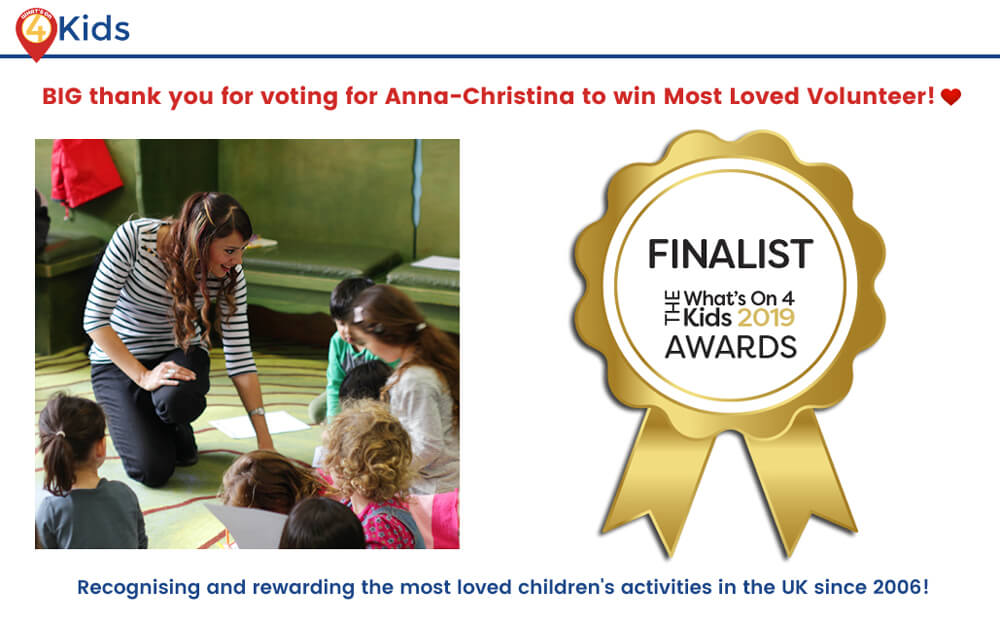 Anna Christina - What's On 4 Kids Awards Finalist - Music Audio Stories (Storytime with Anna-Christina) - banner image