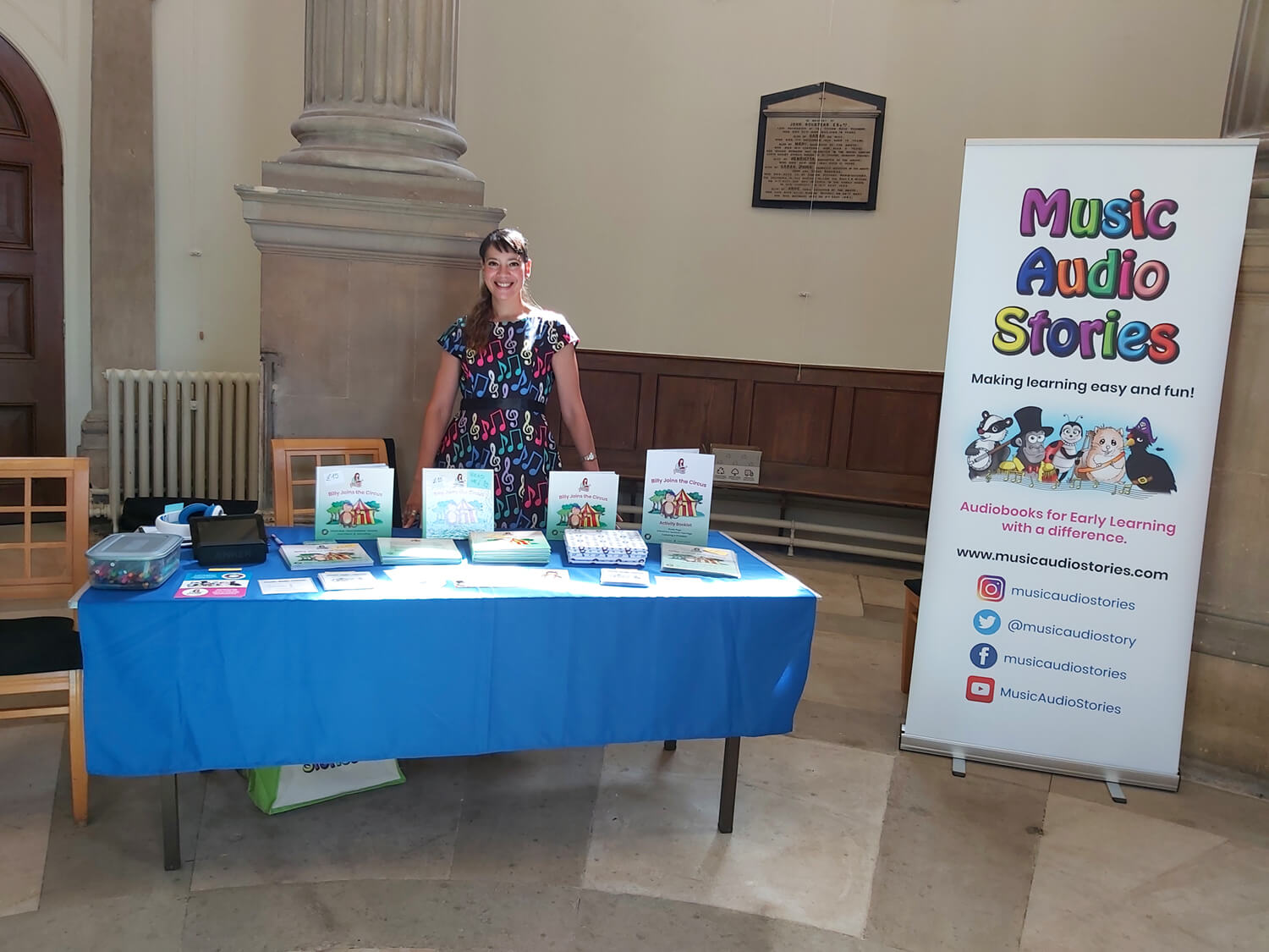 Children's Author, Anna Christina, inside Brompton Chapel at the Music Audio Stories stall image