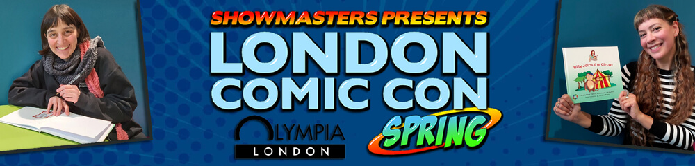 Author Anna Christina and illustrator Jenika Ioffreda at London Comic Con Spring at Olympia London banner image